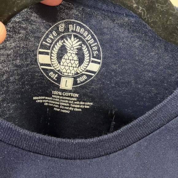 Love & Pineapples Home is my Happy Place Navy Blue Graphic Tee Womens Size L - Picture 5 of 6